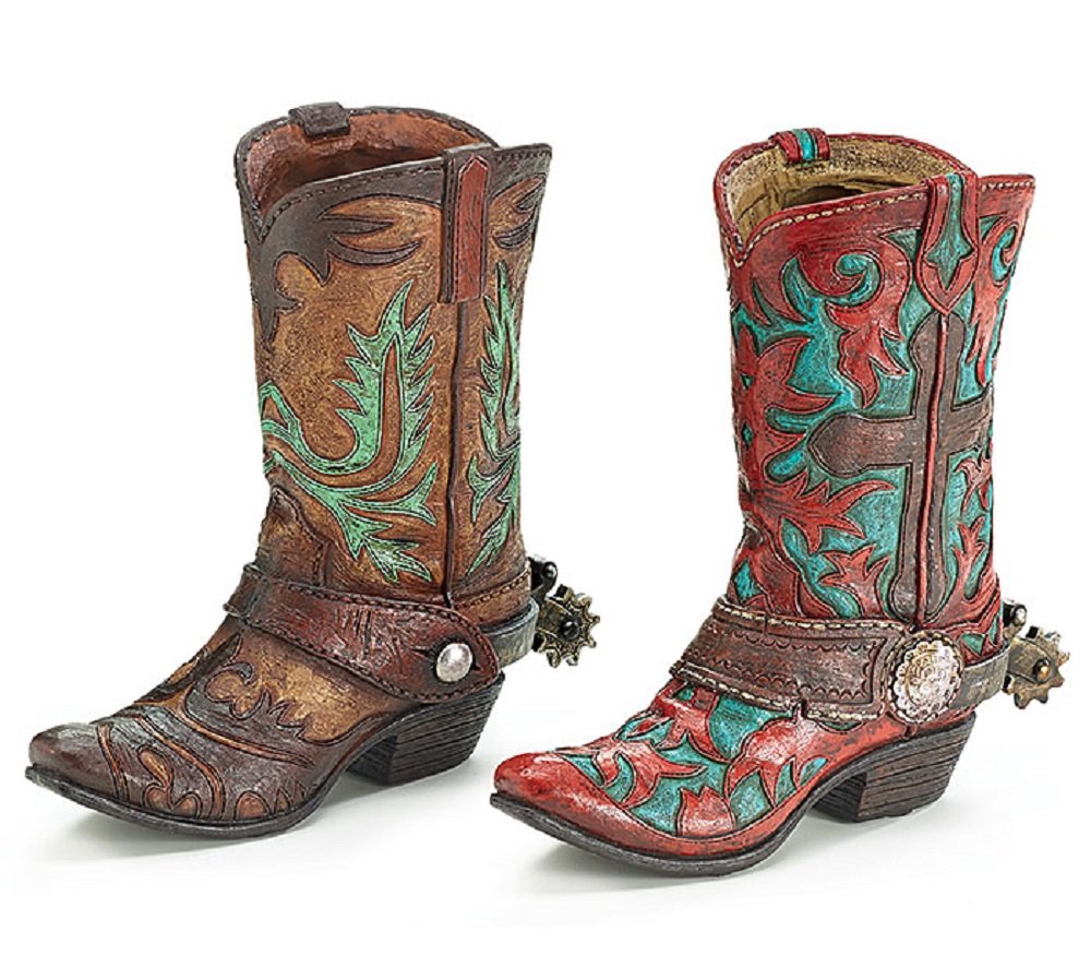 ウエスタンブーツ/花瓶/インテリア Amazon.co.jp: Ebros Gift 素朴なウエスタンフェイクツール